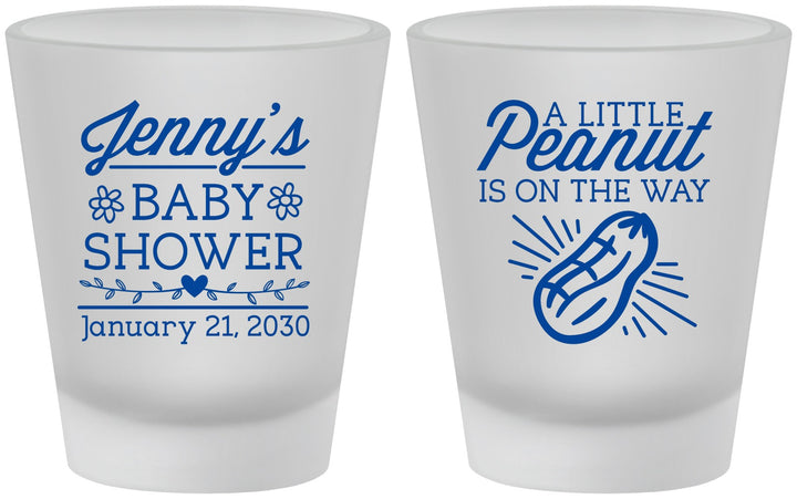 Custom Baby Shower Frosted Shot Glasses - Peanut On The Way | 90025