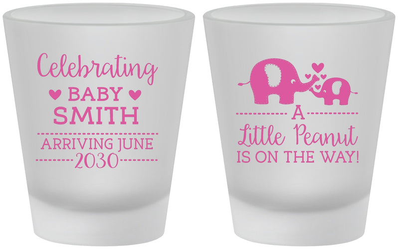 Custom Baby Shower Frosted Shot Glasses - Peanut On The Way | 90027
