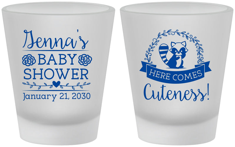 Custom Baby Shower Frosted Shot Glasses - Racoon Cuteness | 90037