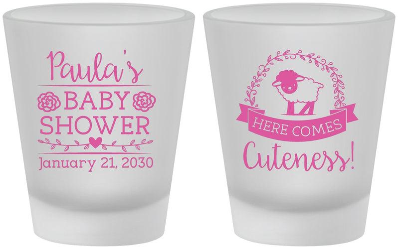 Custom Baby Shower Frosted Shot Glasses - Lamb Cuteness | 90038