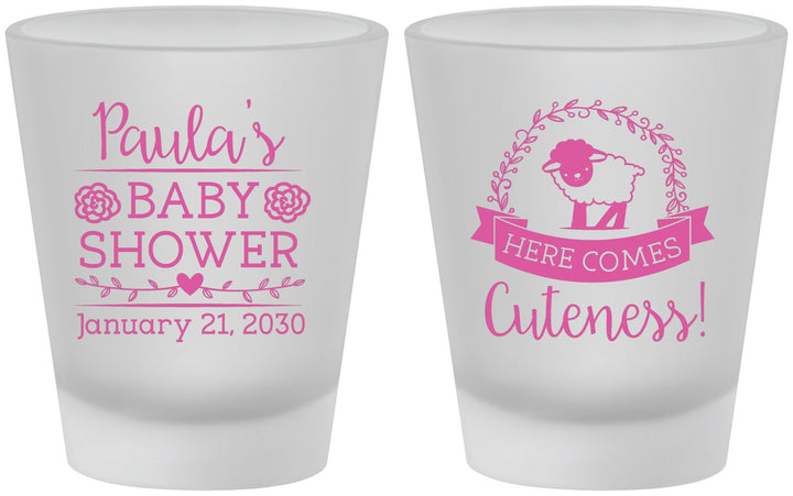Custom Baby Shower Frosted Shot Glasses - Lamb Cuteness | 90038