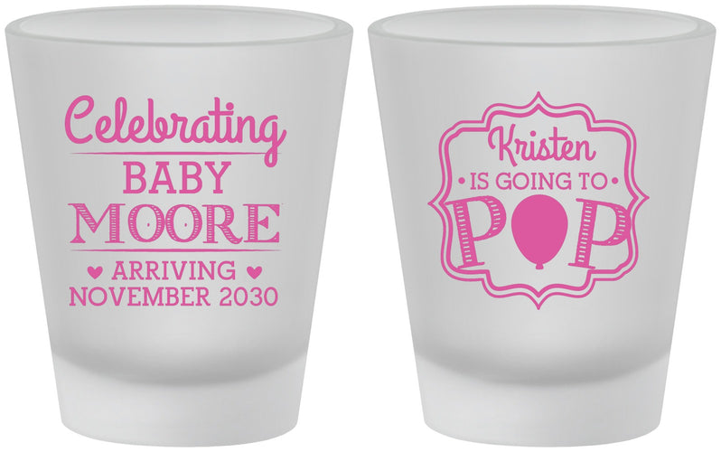 Custom Baby Shower Frosted Shot Glasses - Going To Pop | 90040
