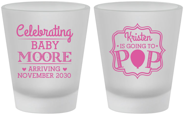 Custom Baby Shower Frosted Shot Glasses - Going To Pop | 90040