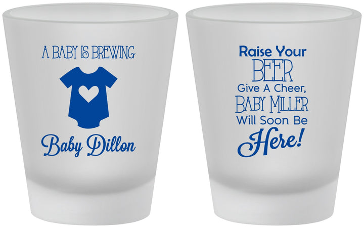 Custom Baby Shower Frosted Shot Glasses - Baby Is Brewing | 90041
