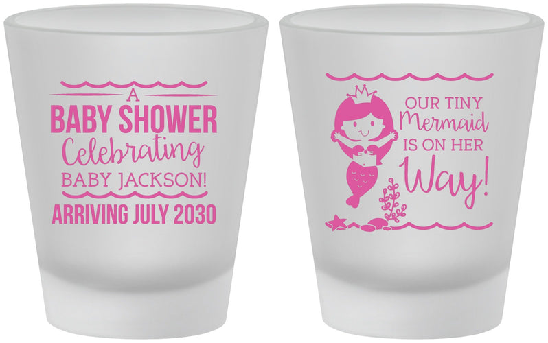 Custom Baby Shower Frosted Shot Glasses - Mermaid On Her Way | 90046