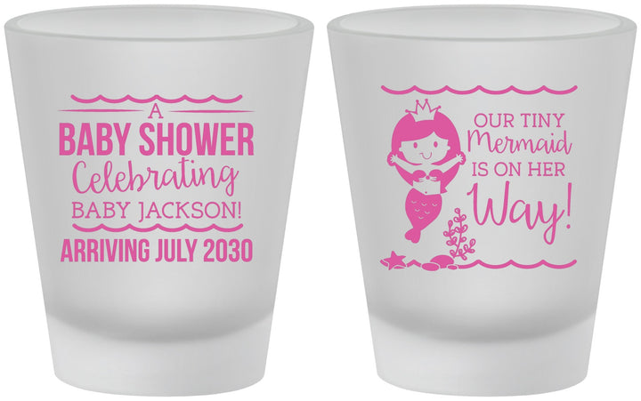 Custom Baby Shower Frosted Shot Glasses - Mermaid On Her Way | 90046