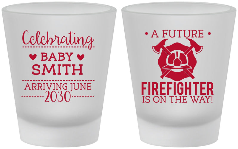 Custom Baby Shower Frosted Shot Glasses - Future Firefighter | 90048