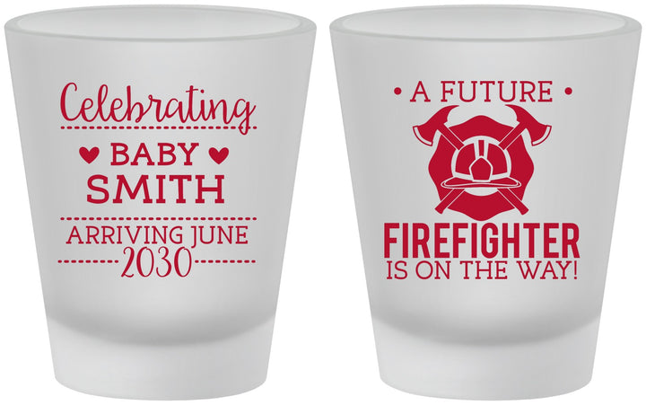 Custom Baby Shower Frosted Shot Glasses - Future Firefighter | 90048