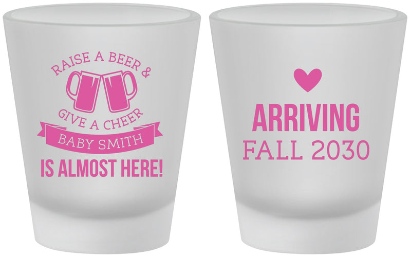 Custom Baby Shower Frosted Shot Glasses - Raise A Beer | 90049