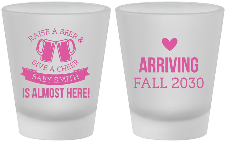 Custom Baby Shower Frosted Shot Glasses - Raise A Beer | 90049