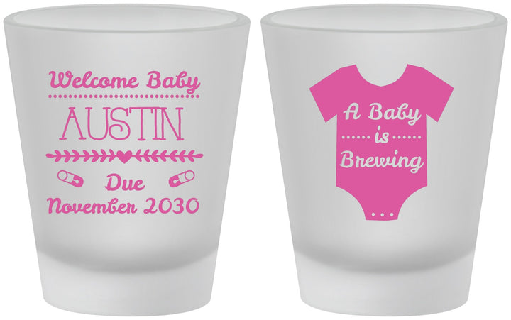 Custom Baby Shower Frosted Shot Glasses - Baby Is Brewing | 90050