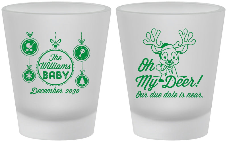 Custom Baby Shower Frosted Shot Glasses - Oh My Deer Christmas | 90051