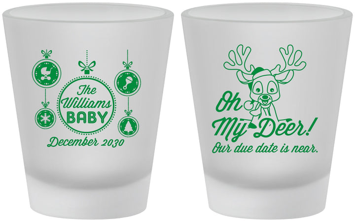 Custom Baby Shower Frosted Shot Glasses - Oh My Deer Christmas | 90051