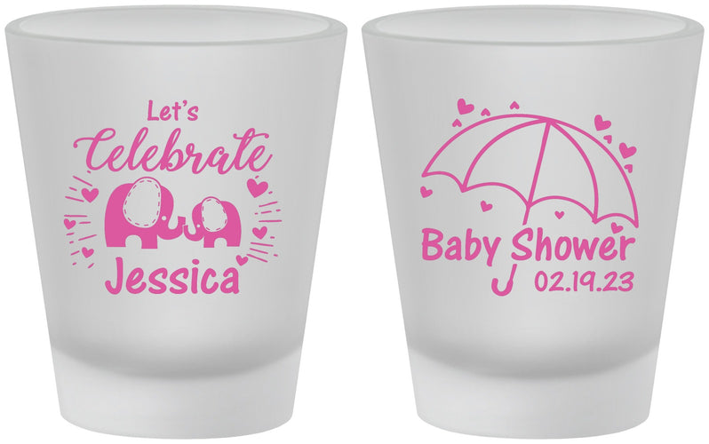 Custom Baby Shower Frosted Shot Glasses - Elephant Lets Celebrate | 90058