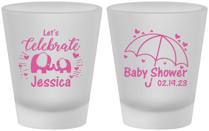 Custom Baby Shower Frosted Shot Glasses - Elephant Lets Celebrate | 90058