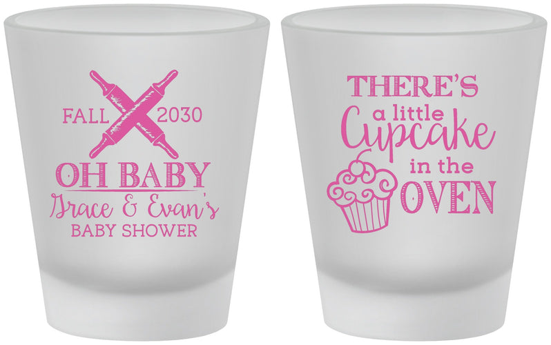 Custom Baby Shower Frosted Shot Glasses - Cupcake In The Oven | 90059