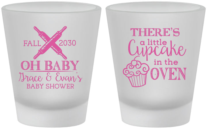Custom Baby Shower Frosted Shot Glasses - Cupcake In The Oven | 90059