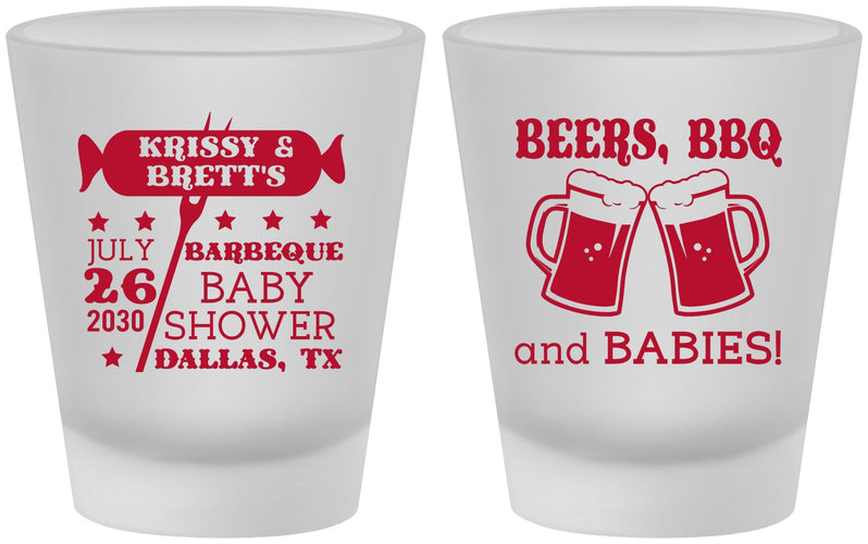 Custom Baby Shower Frosted Shot Glasses - Beers Bbq Babies | 90060