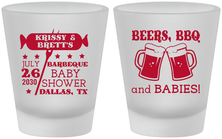 Custom Baby Shower Frosted Shot Glasses - Beers Bbq Babies | 90060