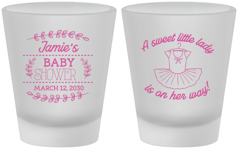 Custom Baby Shower Frosted Shot Glasses - Sweet Little Lady | 90061