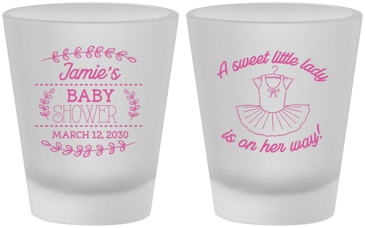 Custom Baby Shower Frosted Shot Glasses - Sweet Little Lady | 90061