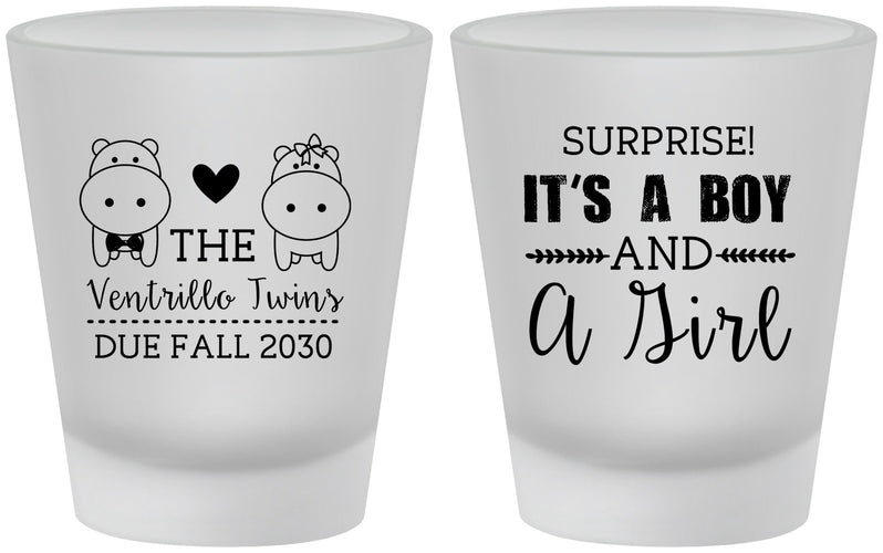 Custom Baby Shower Frosted Shot Glasses - Gender Reveal Boy Or Girl | 90064