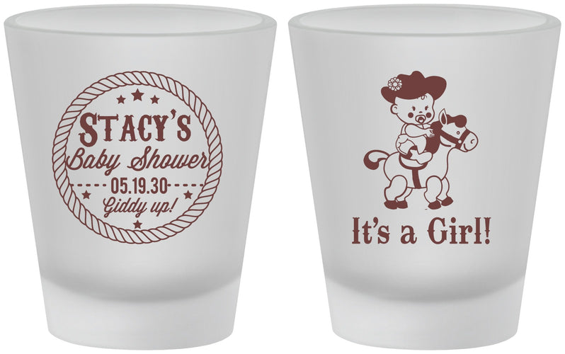 Custom Baby Shower Frosted Shot Glasses - Horse It’s A Girl | 90077
