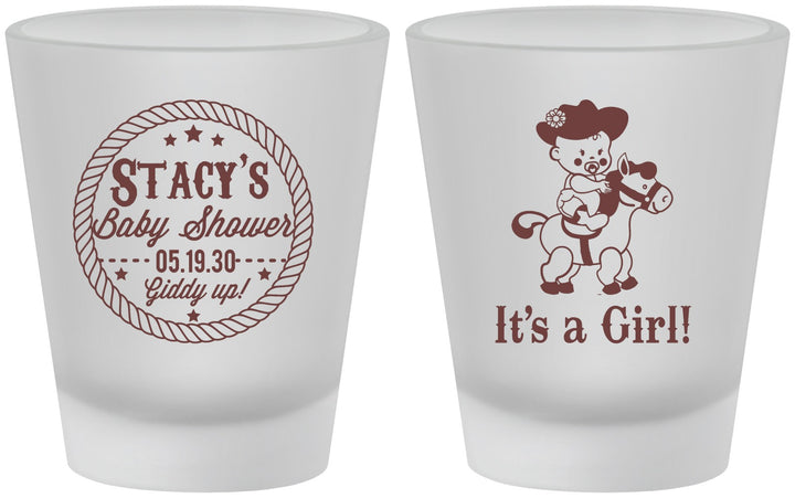 Custom Baby Shower Frosted Shot Glasses - Horse It’s A Girl | 90077