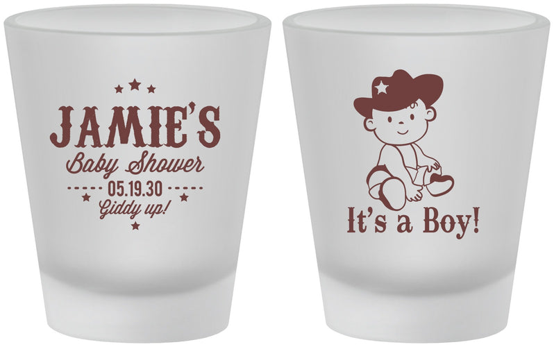 Custom Baby Shower Frosted Shot Glasses - Cowboy It’s A Boy | 90078