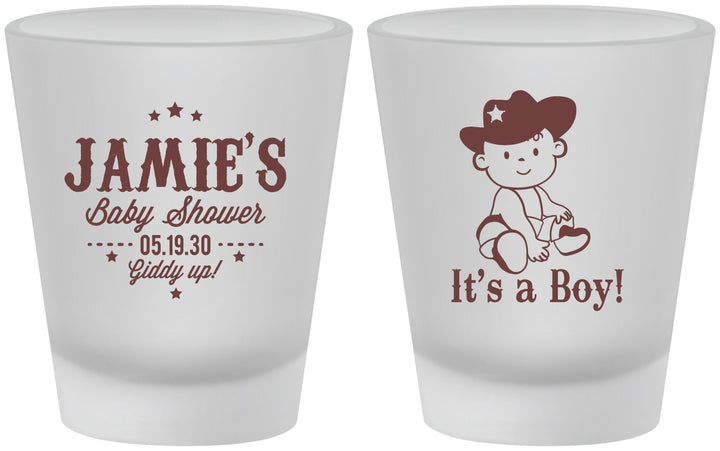 Custom Baby Shower Frosted Shot Glasses - Cowboy It’s A Boy | 90078