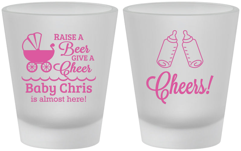 Custom Baby Shower Frosted Shot Glasses - Raise A Beer | 90081
