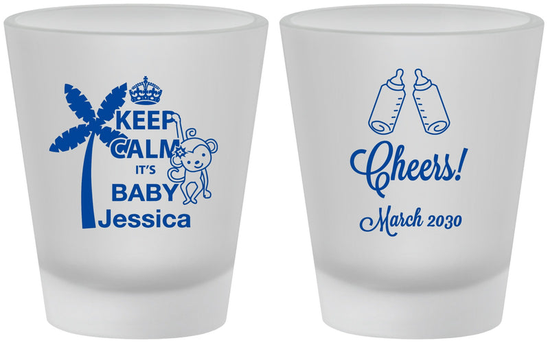 Custom Baby Shower Frosted Shot Glasses - Baby Monkey | 90082