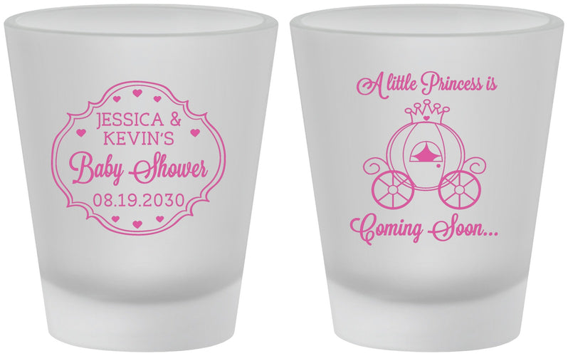 Custom Baby Shower Frosted Shot Glasses - Princess Coming Soon | 90085