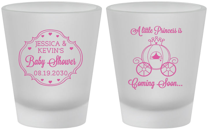 Custom Baby Shower Frosted Shot Glasses - Princess Coming Soon | 90085