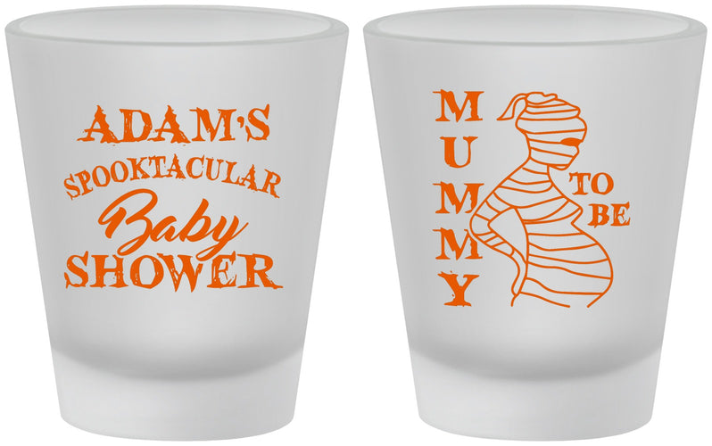 Custom Baby Shower Frosted Shot Glasses - Mummy To Be Halloween | 90087