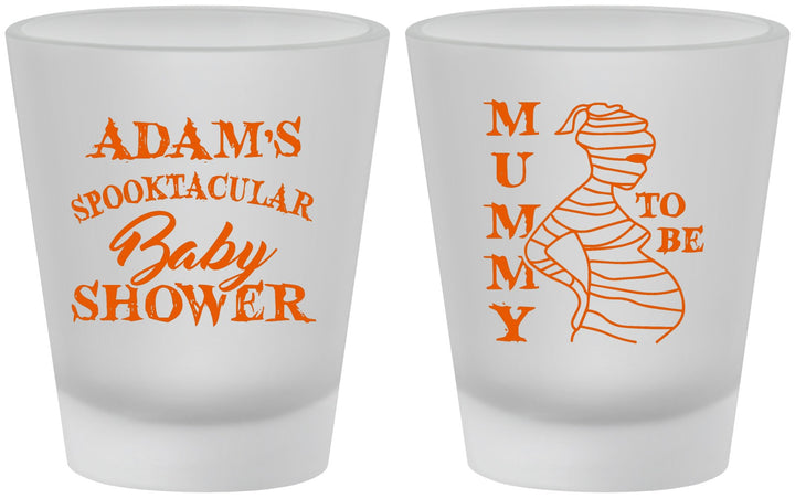 Custom Baby Shower Frosted Shot Glasses - Mummy To Be Halloween | 90087