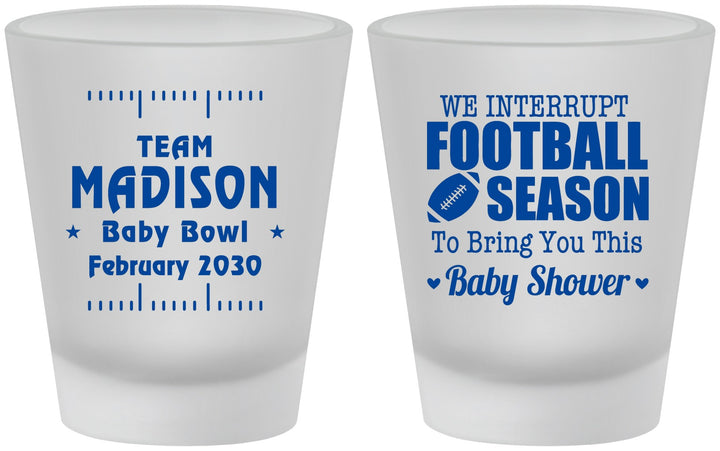 Custom Baby Shower Frosted Shot Glasses - Football | 90091