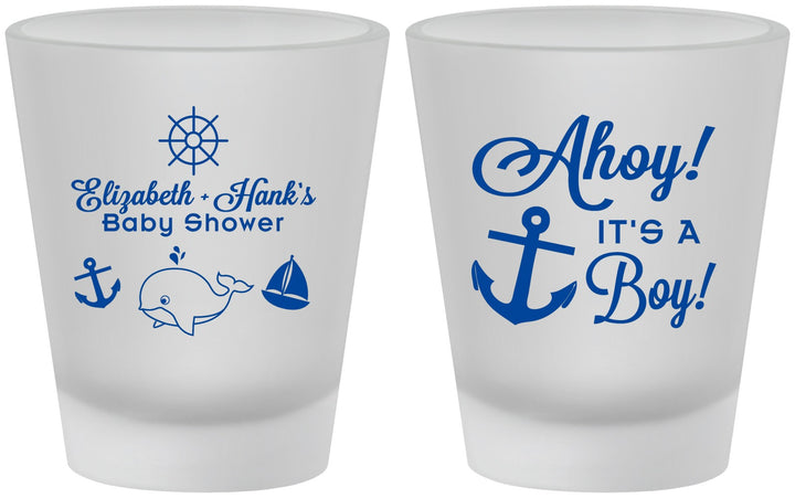 Custom Baby Shower Frosted Shot Glasses - Nautical Ahoy It’s A Boy | 90093