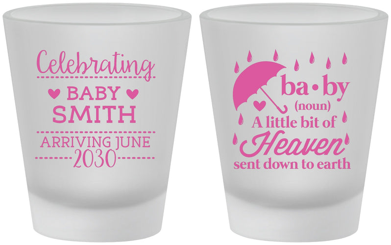 Custom Baby Shower Frosted Shot Glasses - Little Bit Of Heaven | 90095