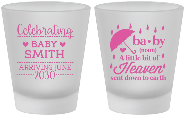 Custom Baby Shower Frosted Shot Glasses - Little Bit Of Heaven | 90095