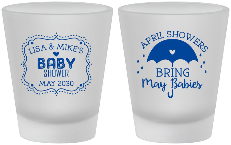 Custom Baby Shower Frosted Shot Glasses - April Showers May Babies | 90096