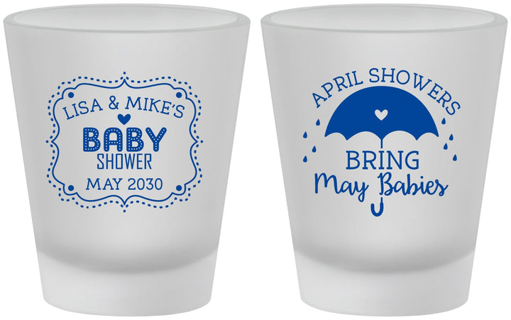 Custom Baby Shower Frosted Shot Glasses - April Showers May Babies | 90096