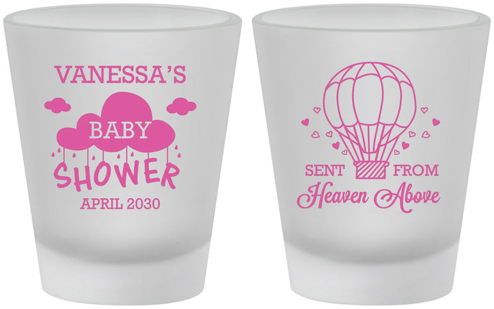 Custom Baby Shower Frosted Shot Glasses - Hot Air Balloon | 90097