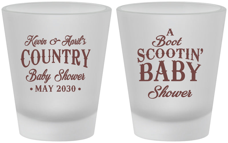 Custom Baby Shower Frosted Shot Glasses - Boot Scootin | 90100