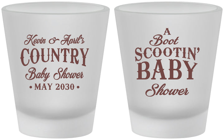 Custom Baby Shower Frosted Shot Glasses - Boot Scootin | 90100