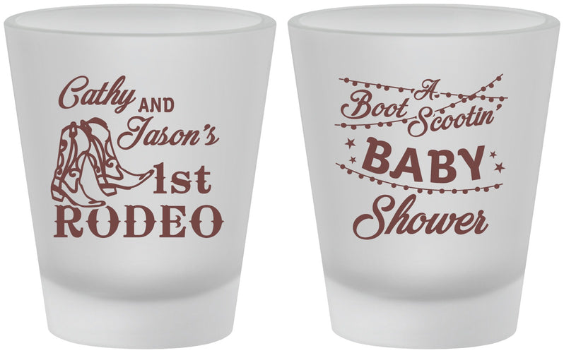 Custom Baby Shower Frosted Shot Glasses - Rodeo Boot Scootin | 90103