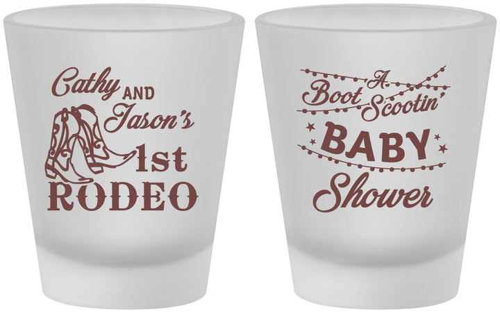 Custom Baby Shower Frosted Shot Glasses - Rodeo Boot Scootin | 90103