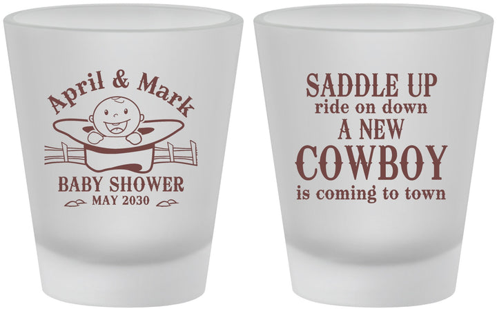Custom Baby Shower Frosted Shot Glasses - New Cowboy | 90104