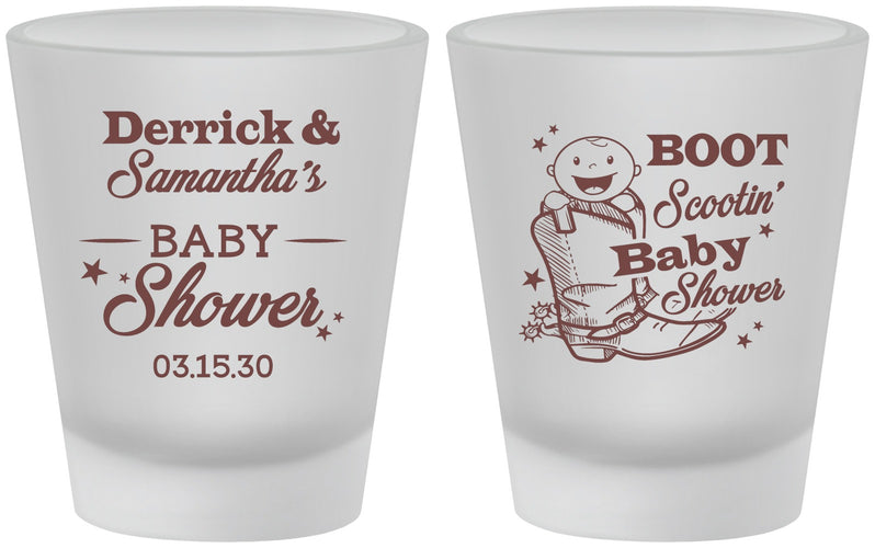 Custom Baby Shower Frosted Shot Glasses - Boot Scootin | 90106