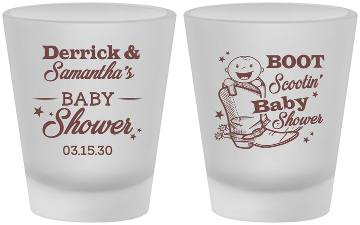 Custom Baby Shower Frosted Shot Glasses - Boot Scootin | 90106